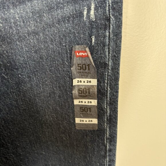 Levis Women 26 Blue Denim Button Fly High Rise 501 Original Cropped Jeans NWT - Picture 7 of 15